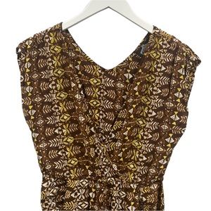 Angie Print V Neck Sleeveless boho Jumpsuit w Pockets Size Small